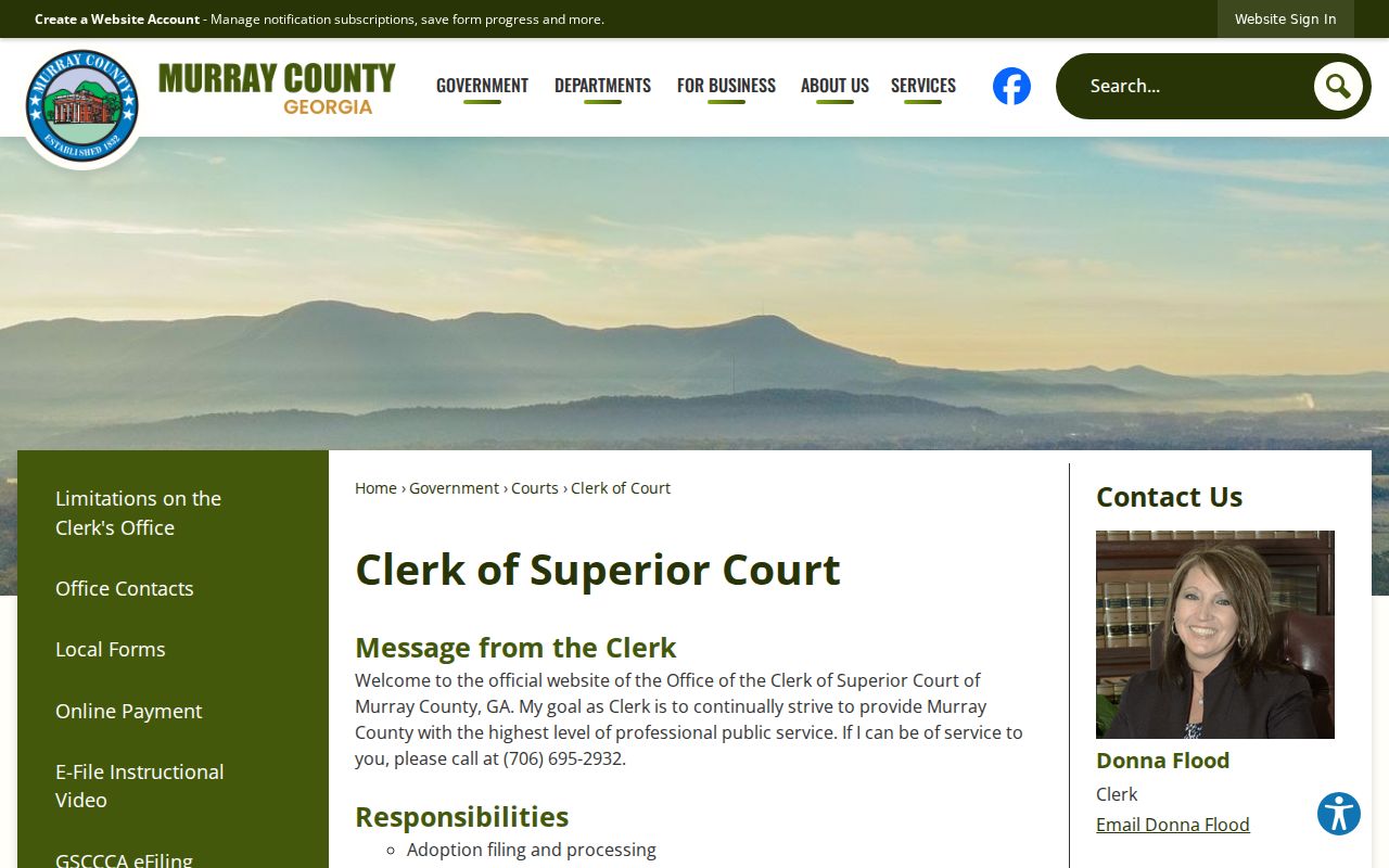 Official Murray County Clerk of Superior Court information page