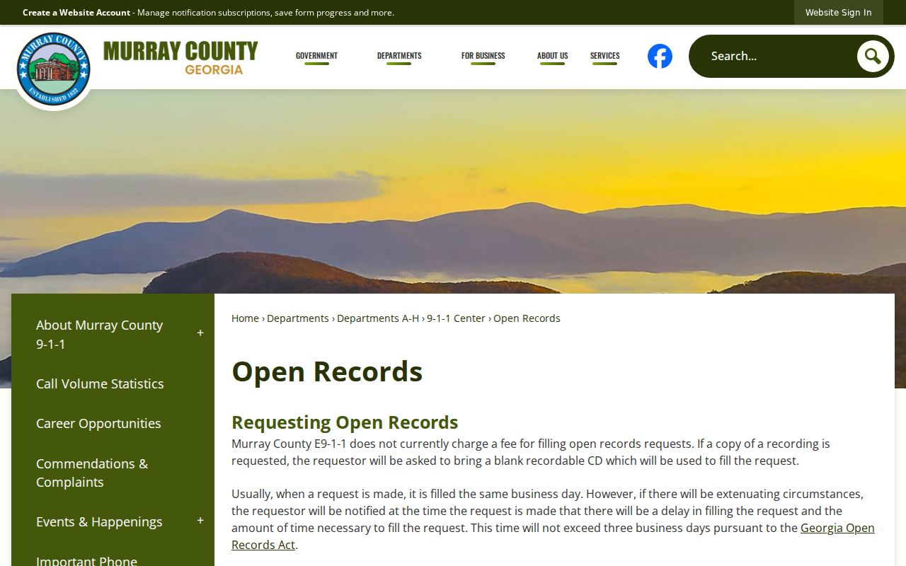 Official Murray County Open Records information page