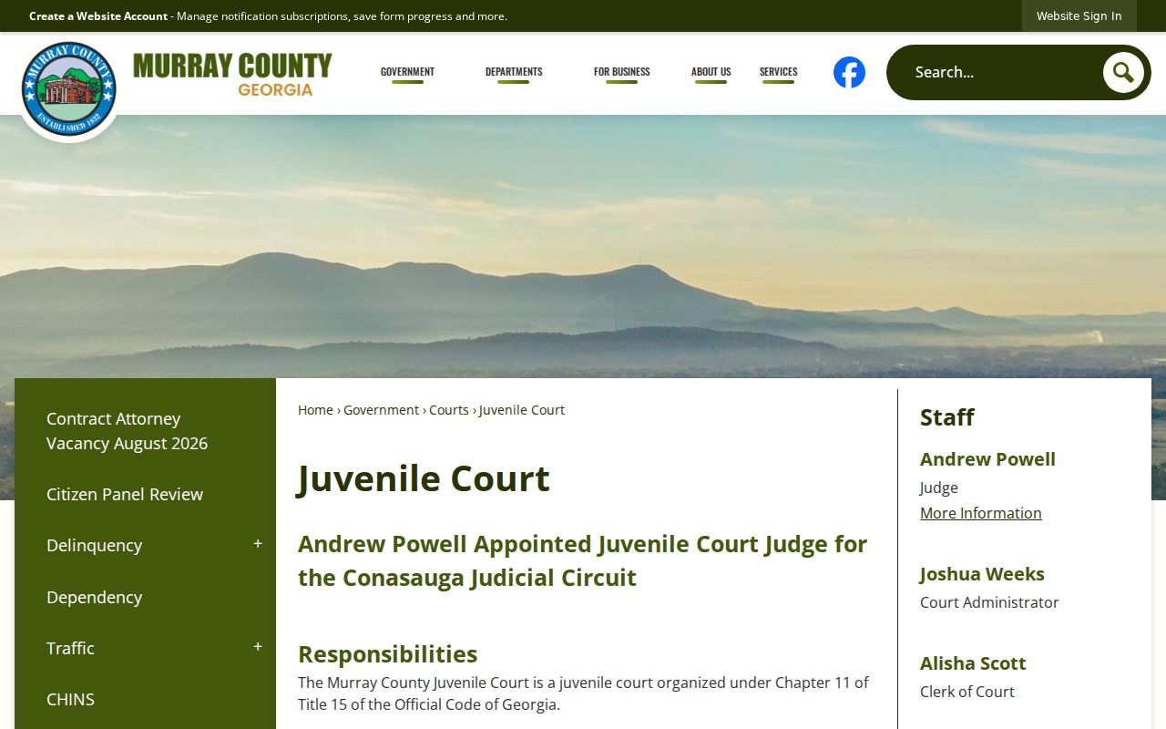 Official Murray County Juvenile Court information page