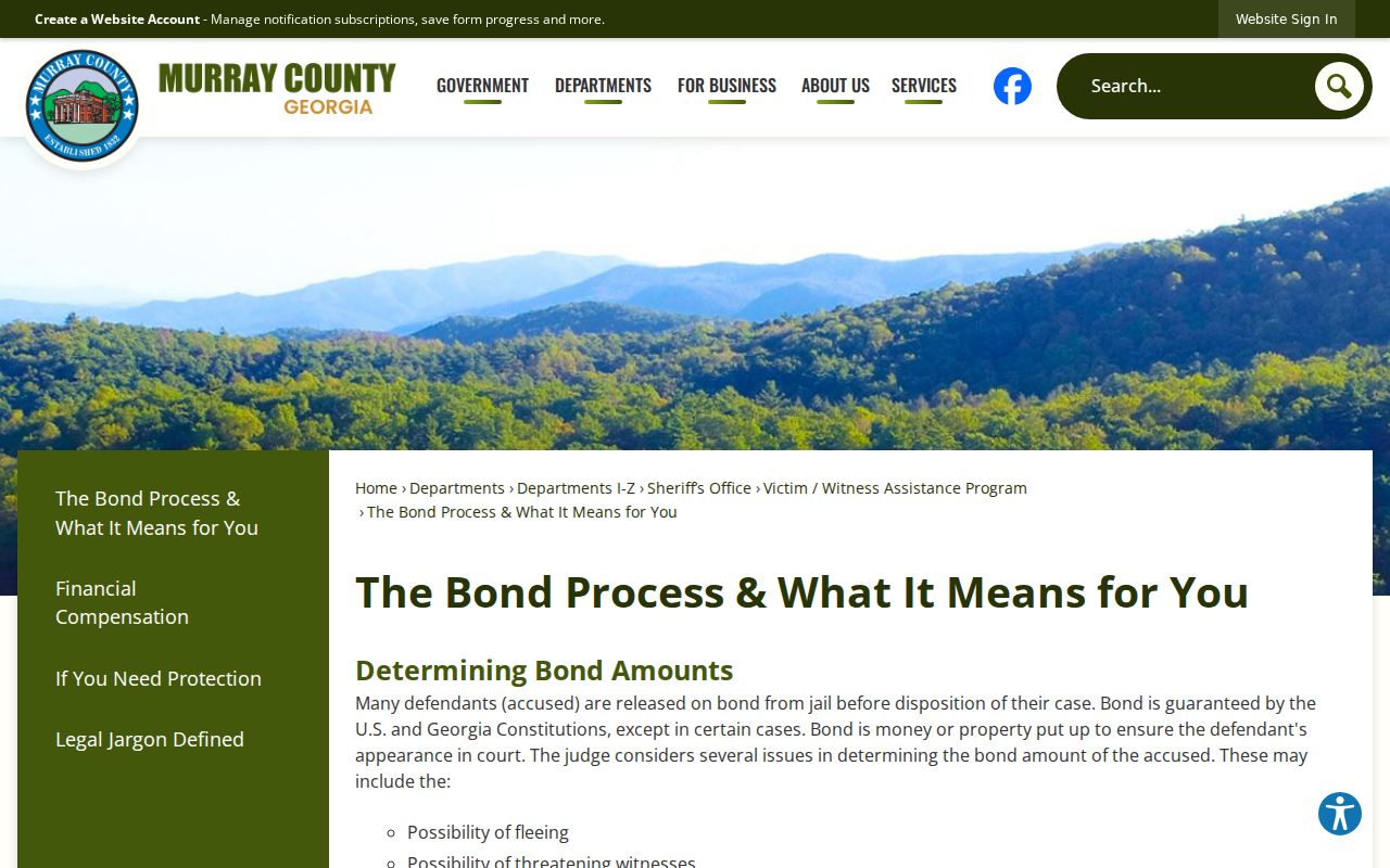 Official Murray County bond process information page