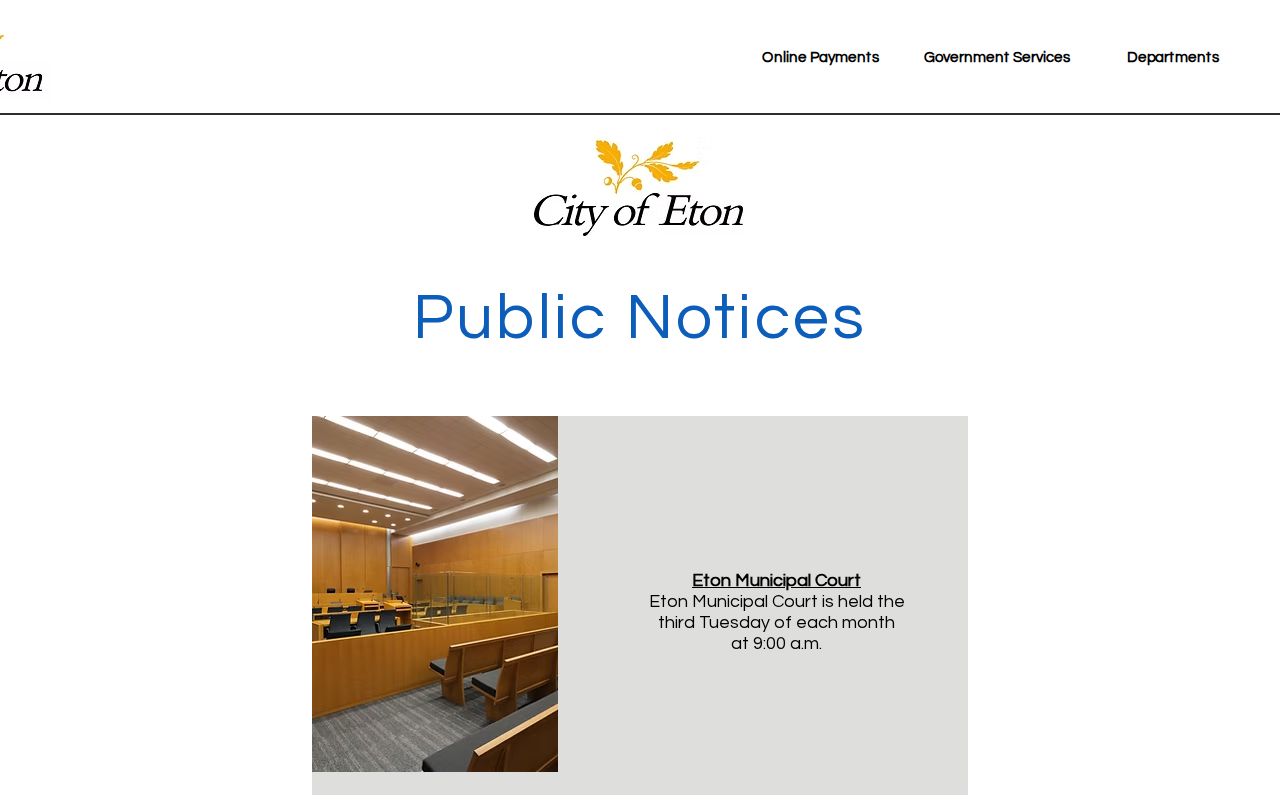 Official Eton municipal court public notices