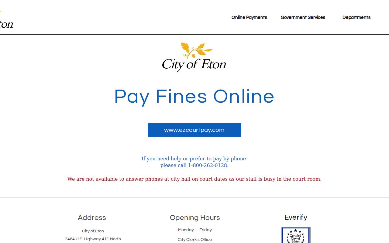 Official Eton online fine payment route