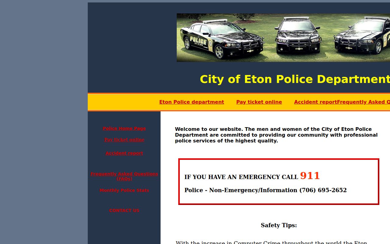 Official City of Eton Police Department contact page