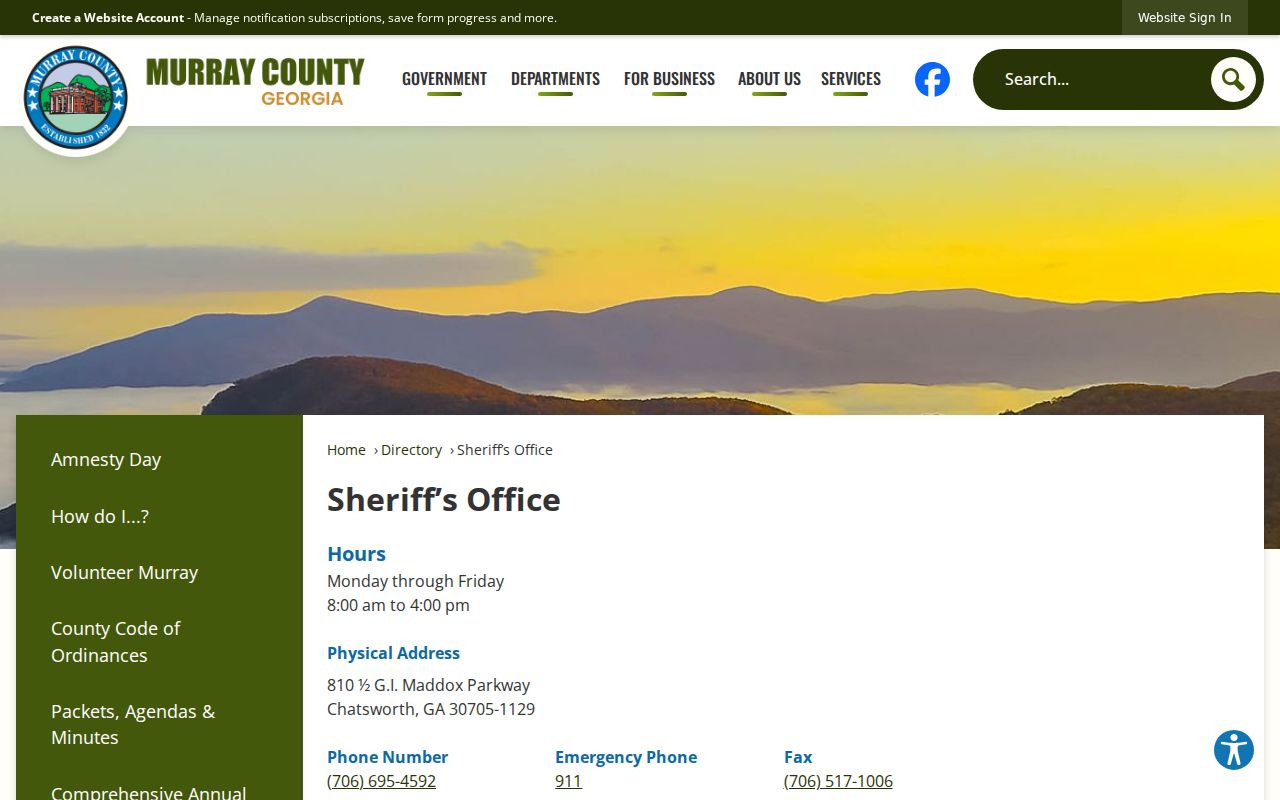 Murray County warrant records Sheriff directory