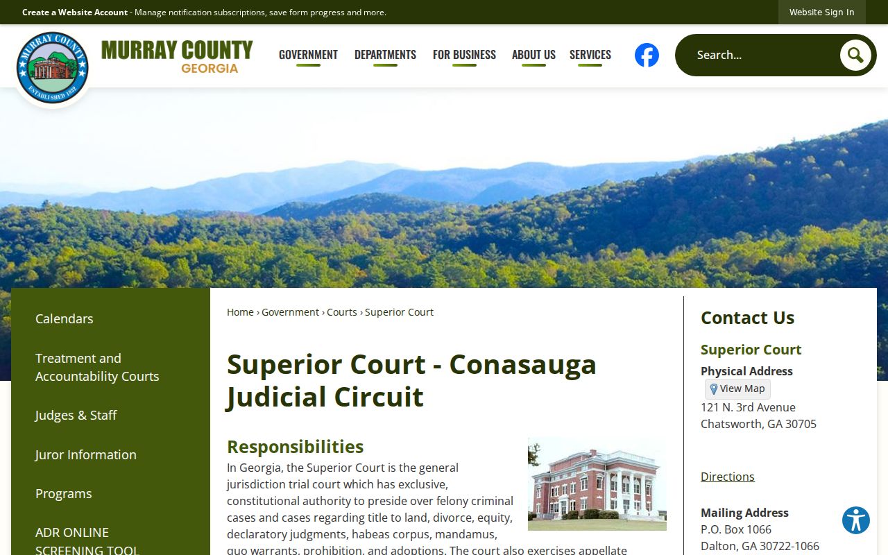 Murray County warrant records Superior Court page